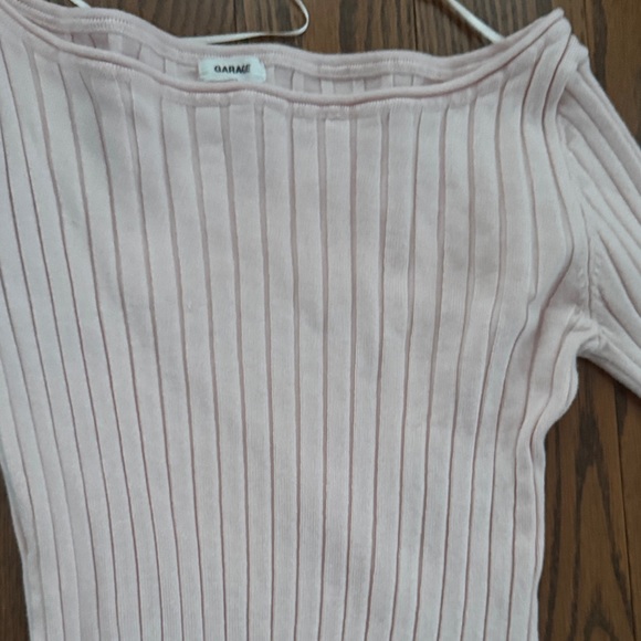 Garage Light Pink Off-Shoulder Ribbed Sweater - Picture 5 of 5